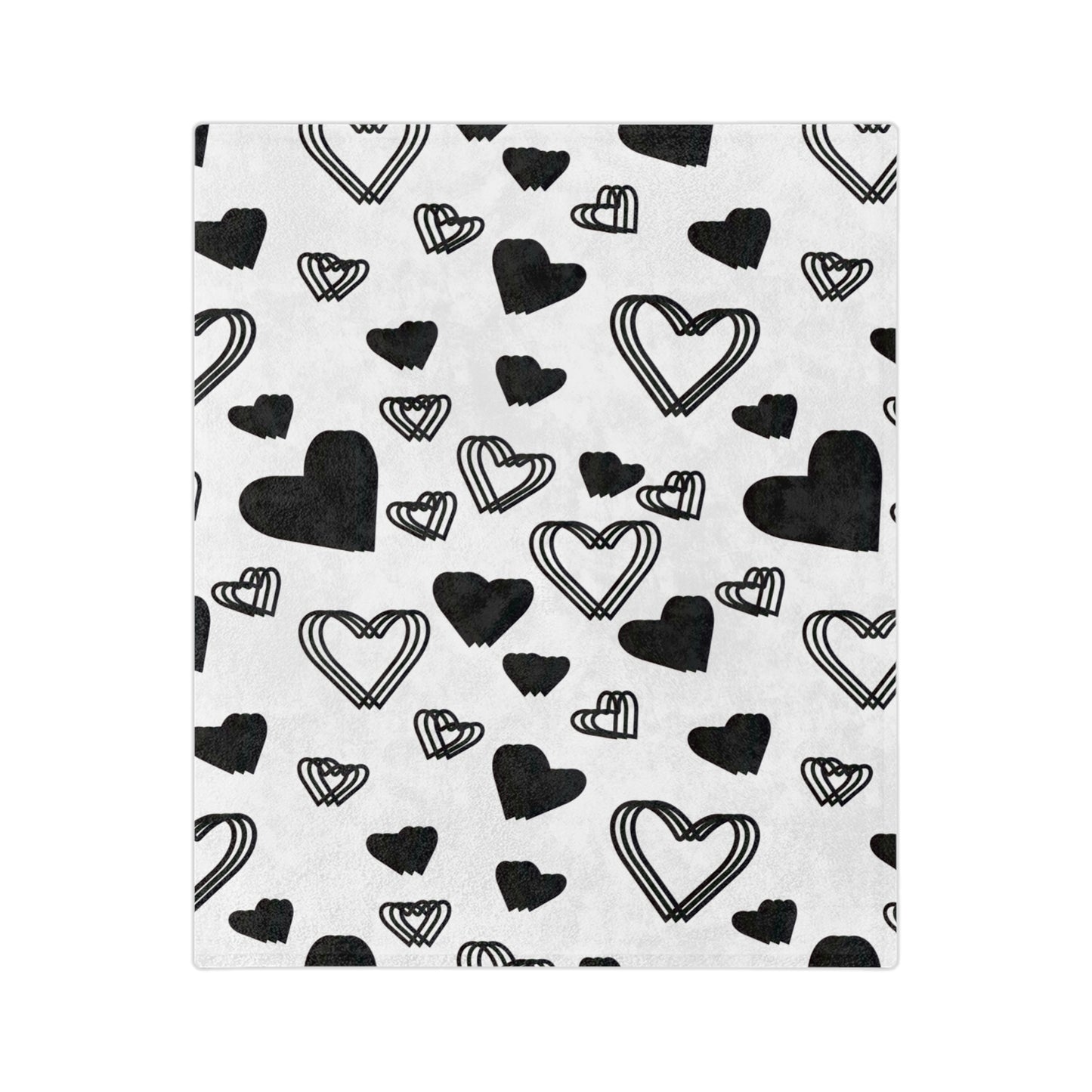 Black Heart Pattern Velveteen Microfiber Blanket
