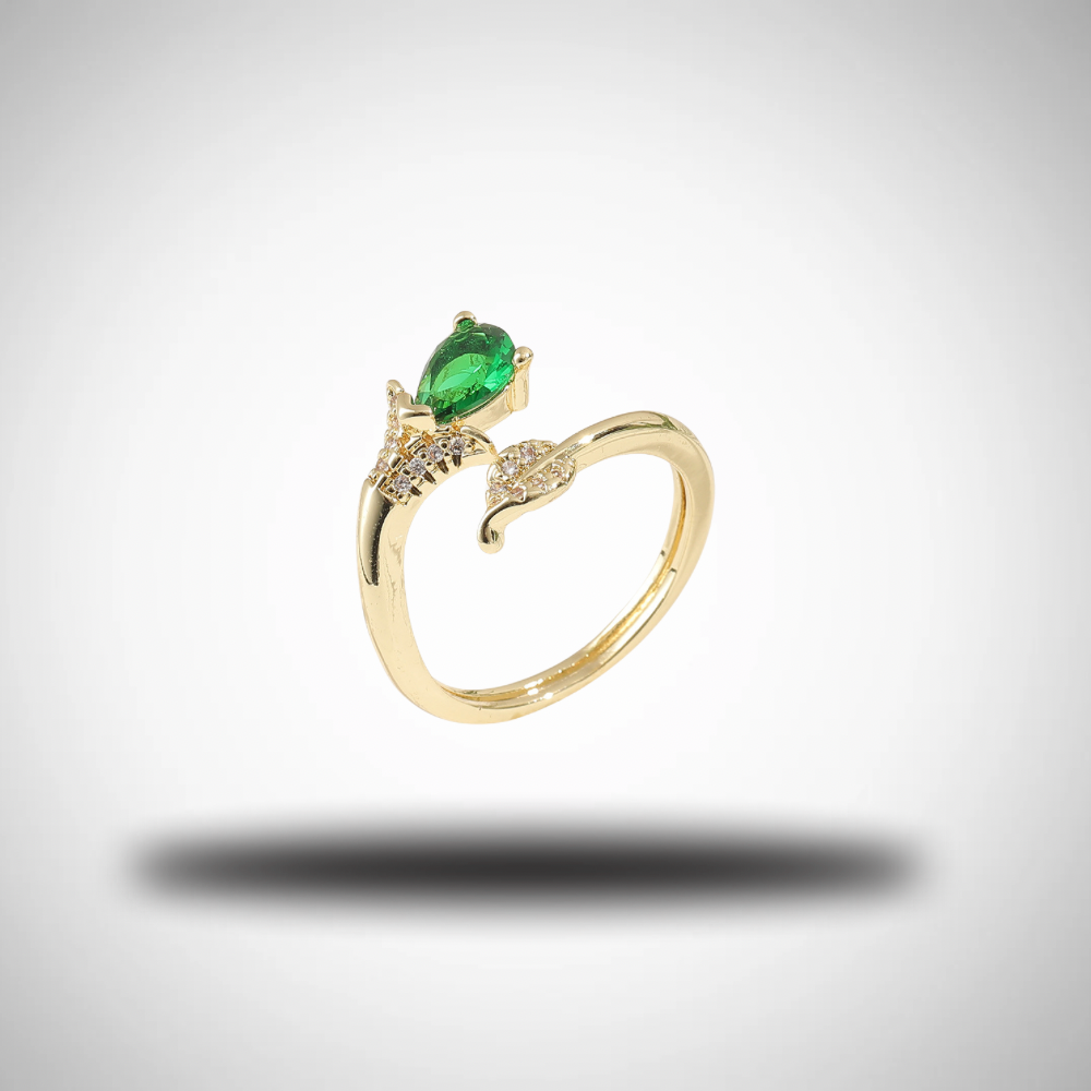 Gold Copper Plated Inlaid Zircon Ring