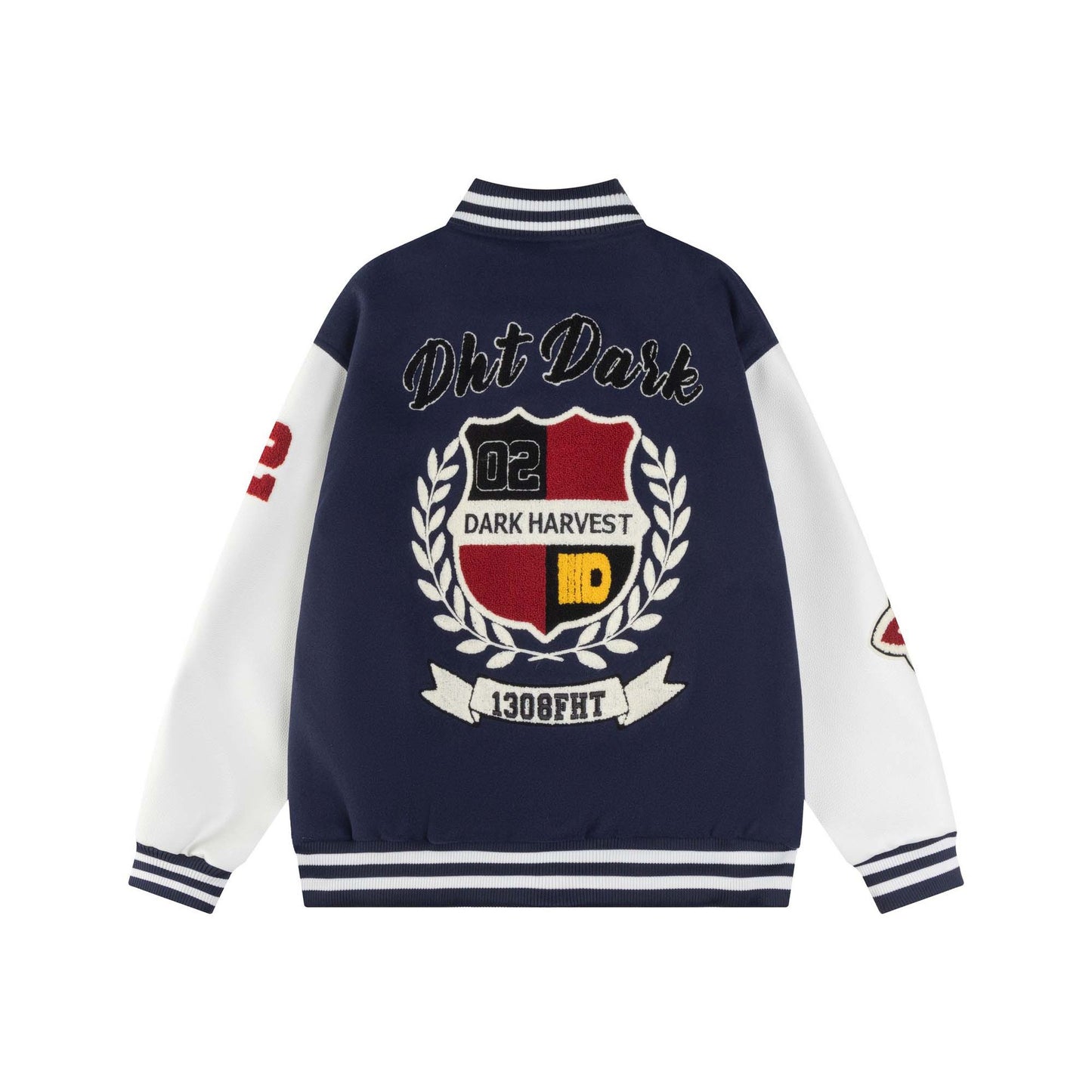 Style Patchwork Color Block PU Leather Letter Embroidery Baseball Jacket Unisex Loose Casual Outerwear