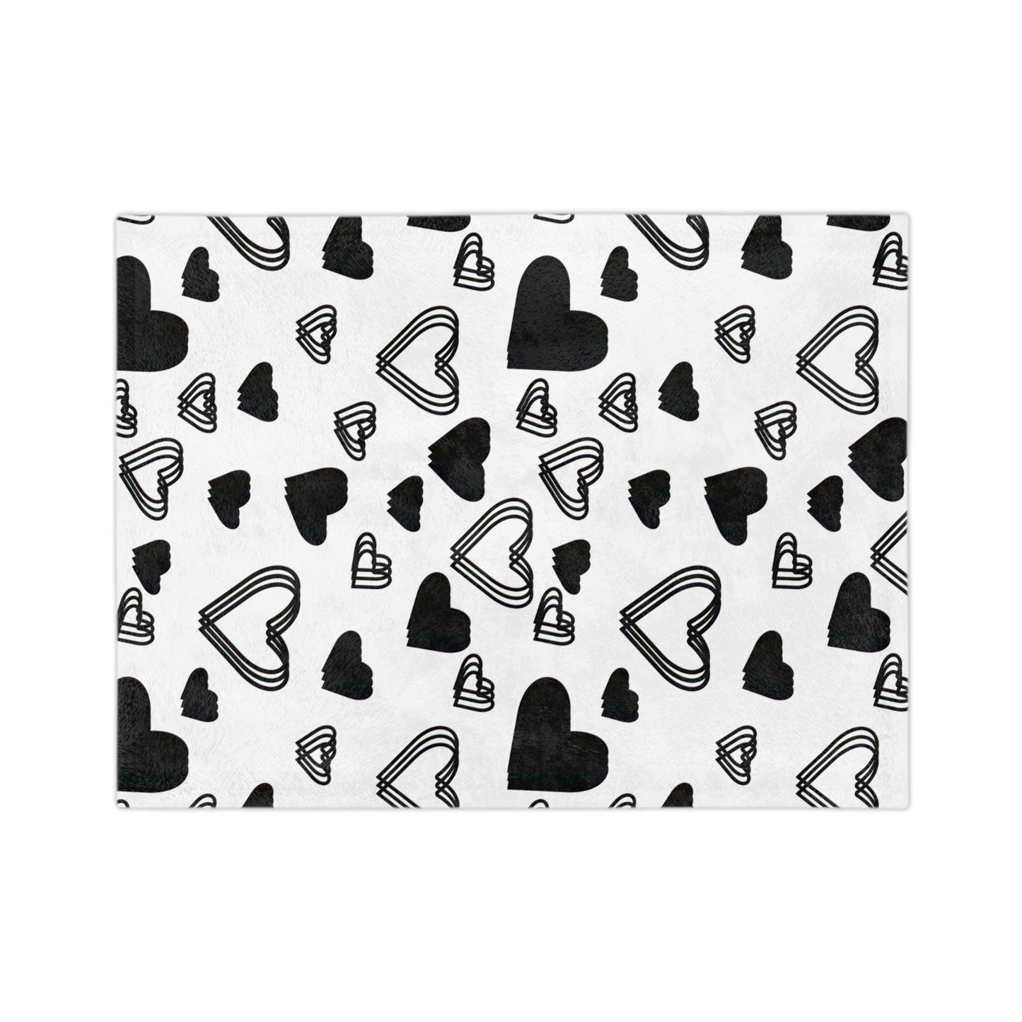 Black Heart Pattern Velveteen Microfiber Blanket