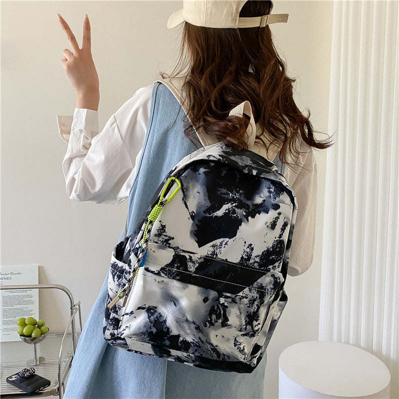 Women’s Trendy Casual School Backpack – Small Travel Bag with Simple Western-Style Oil Painting Design