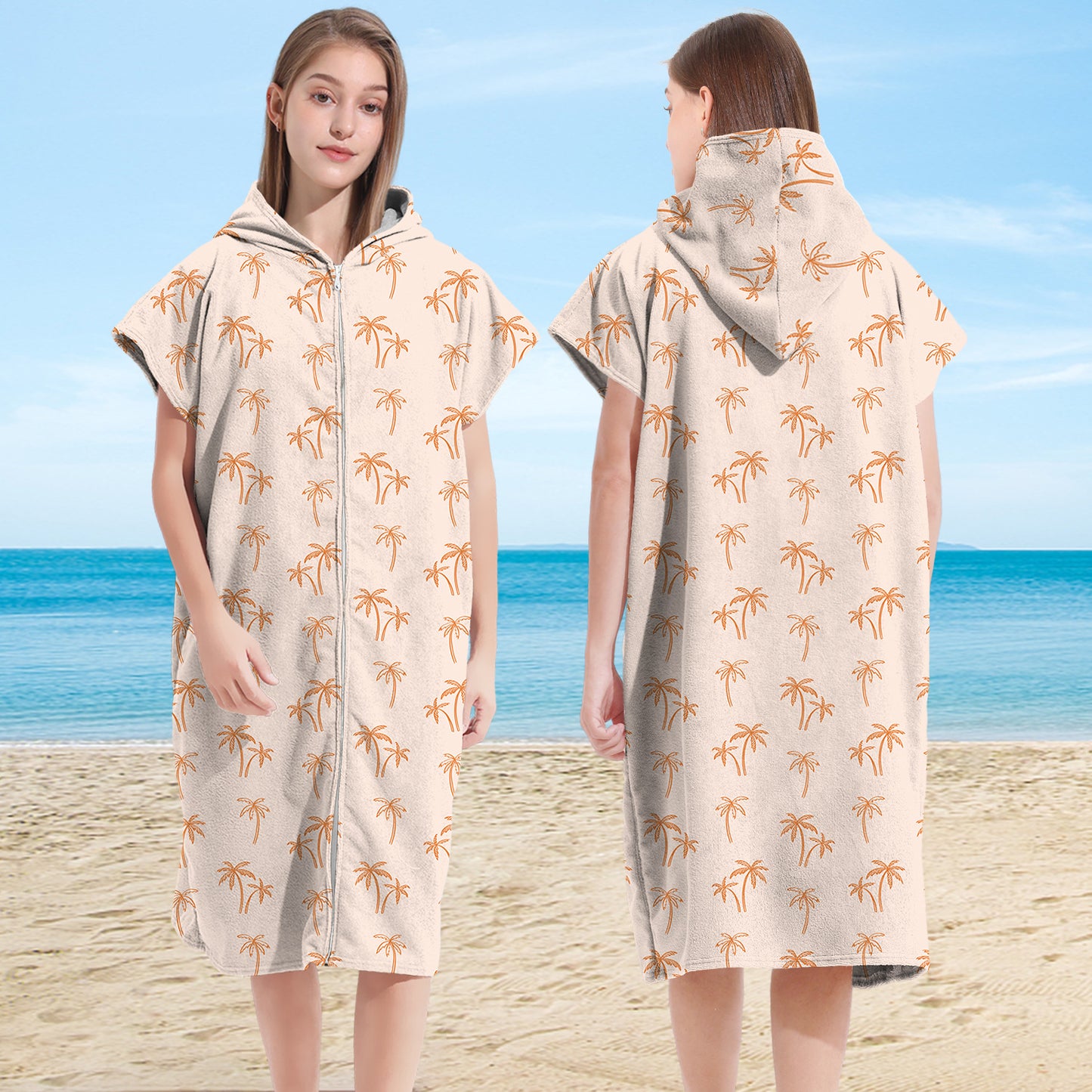 Wearable Hooded Towel Bathrobe – Ultra-Fine Microfiber Zip-Up Cape for Beach or Bath