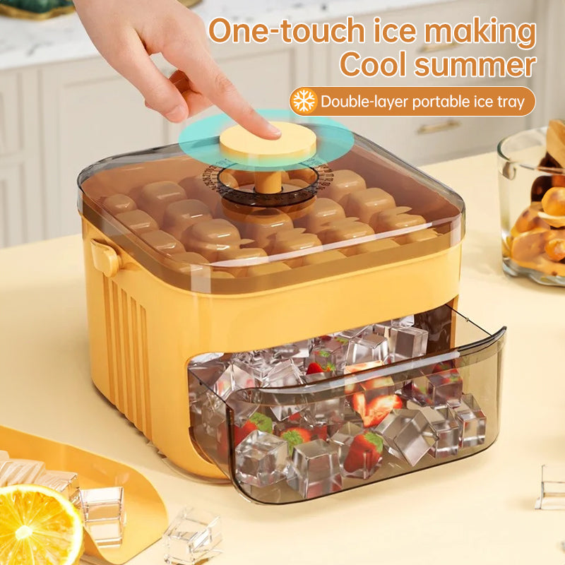 50 pcs Cavity Ice Maker Set – Large Capacity, Food-Grade (Double-Layer) Ice Storage Bucket with Ice Ball Molds for Home Use
