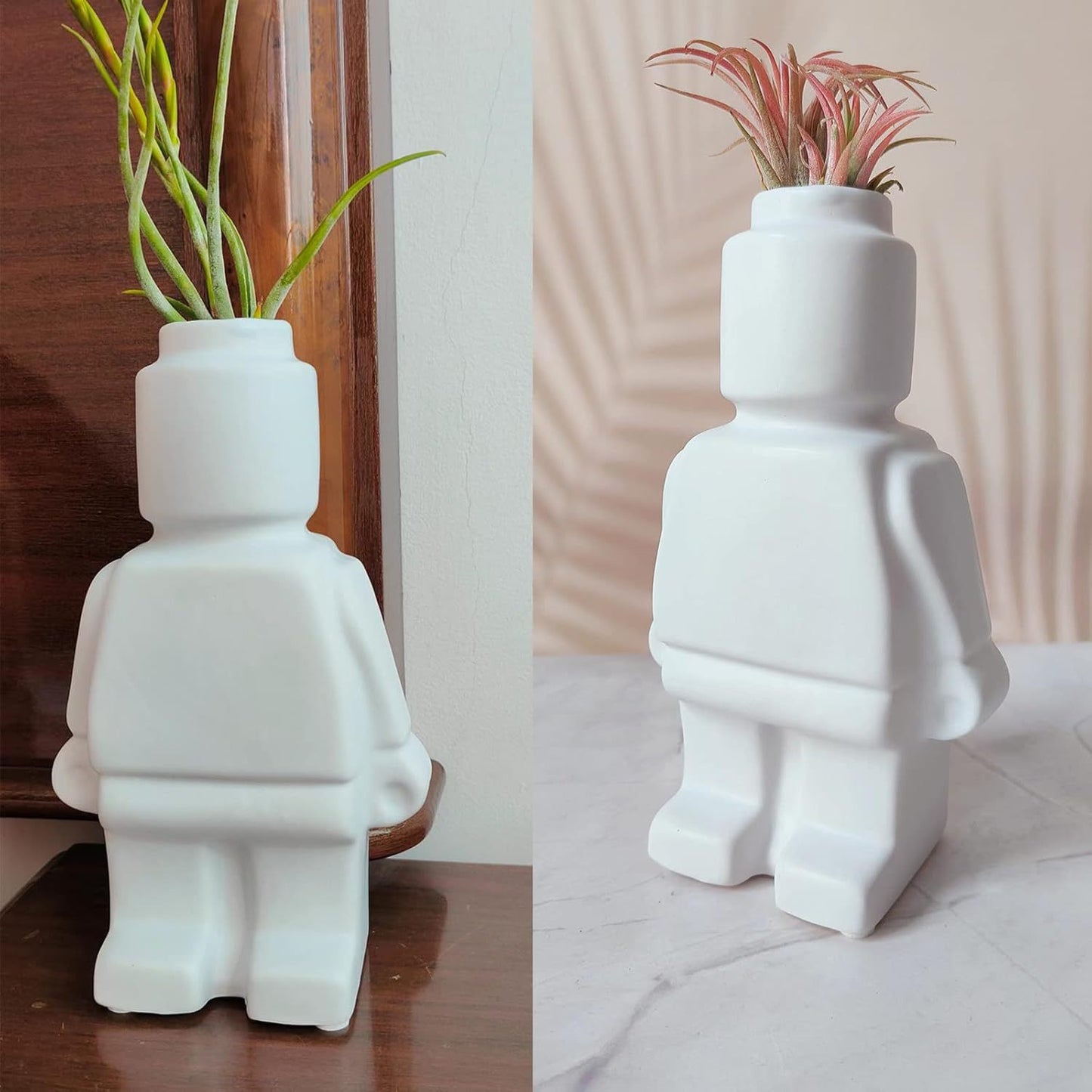 Robot Resin Vase – Creative Home Decor for Living Room & Dried Flower Display