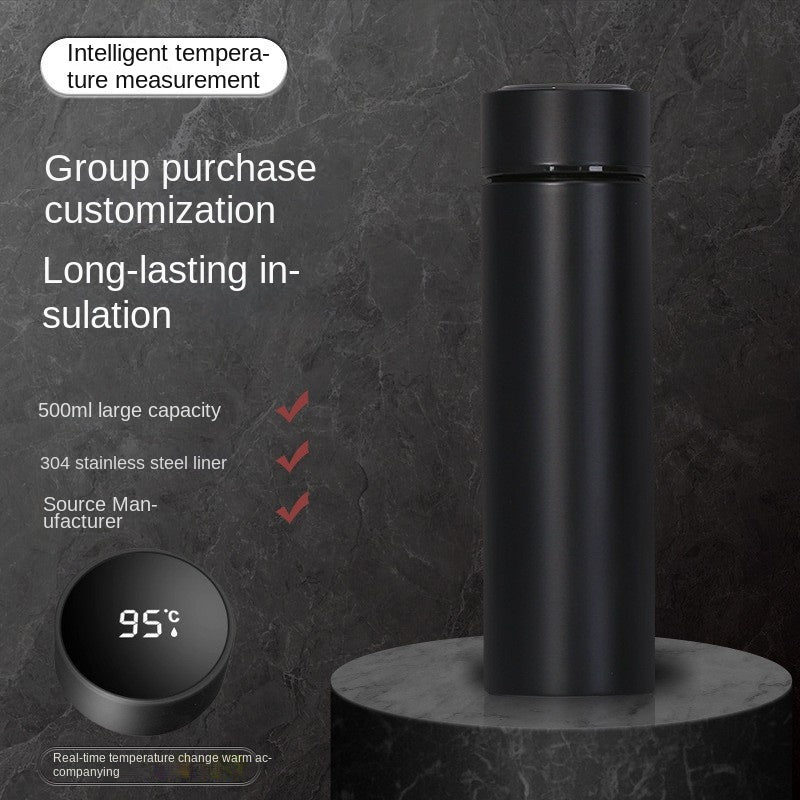 Smart Insulated Stainless Steel Water Cup – Portable Temperature Measurement Mug, Home & Travel Gift, Custom Engraving Available