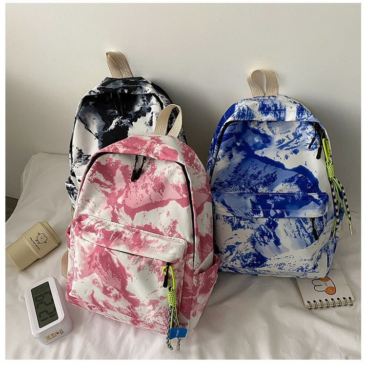Women’s Trendy Casual School Backpack – Small Travel Bag with Simple Western-Style Oil Painting Design