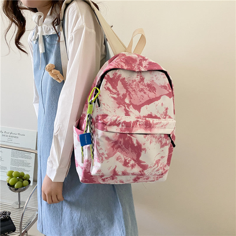 Women’s Trendy Casual School Backpack – Small Travel Bag with Simple Western-Style Oil Painting Design