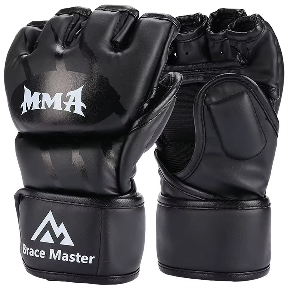 Half Finger Boxing Gloves PU Leather MMA Fighting Kick Boxing Gloves Karate Muay Thai Training Workout Gloves Training Gear Men