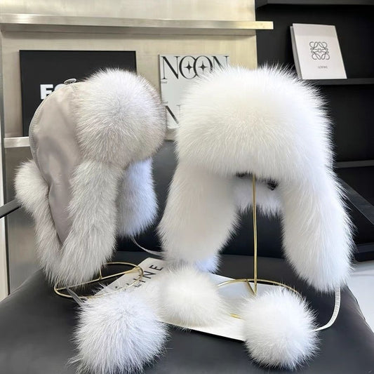 Women’s Faux Fur Hat – Winter Ski Hat with Ear Protection, Warm Snow Hat for Women & Kids