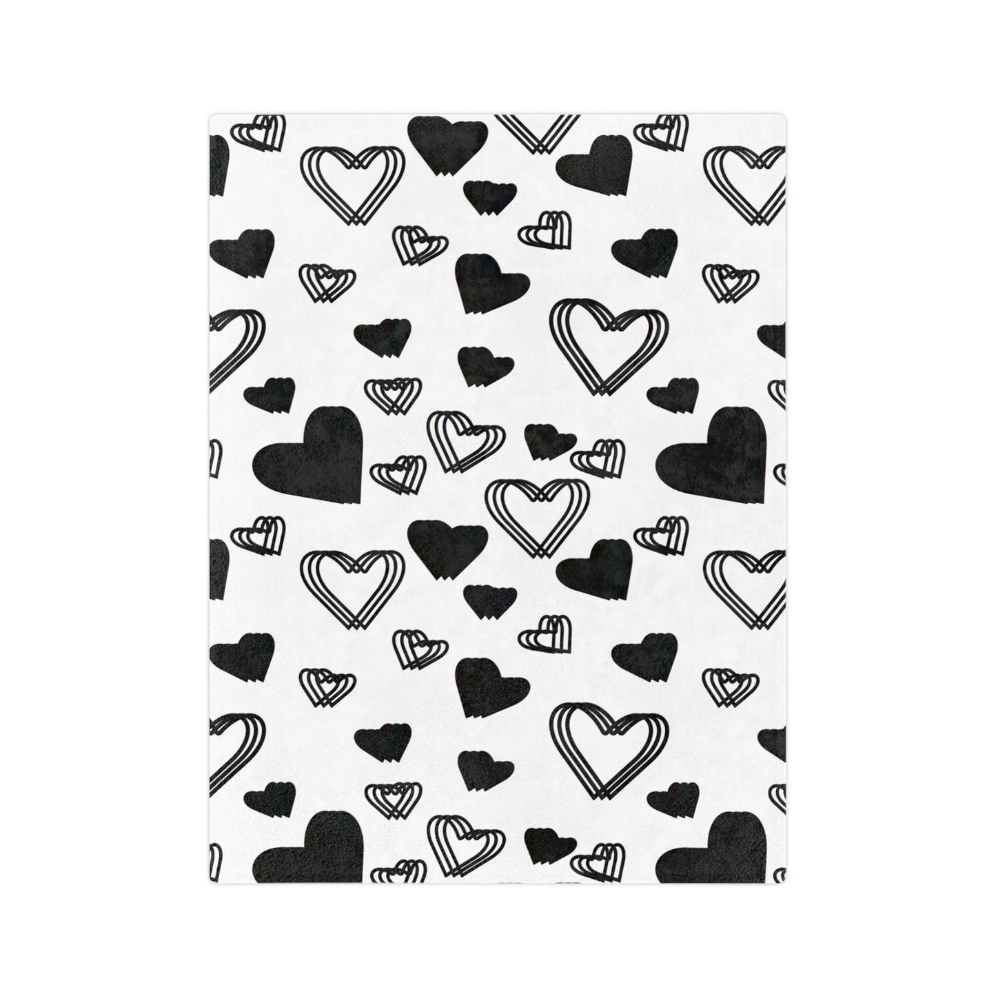 Black Heart Pattern Velveteen Microfiber Blanket