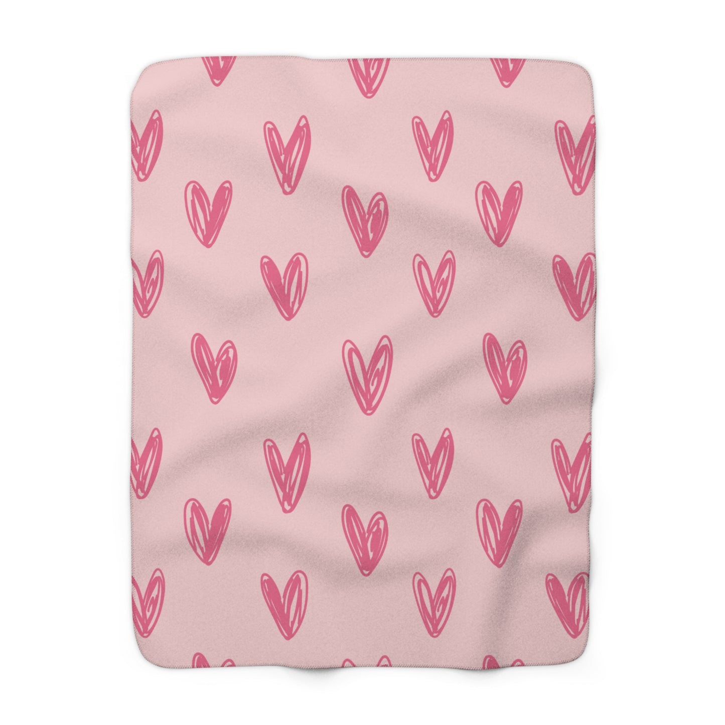 Cozy Pink Heart Sherpa Fleece Blanket 50x60