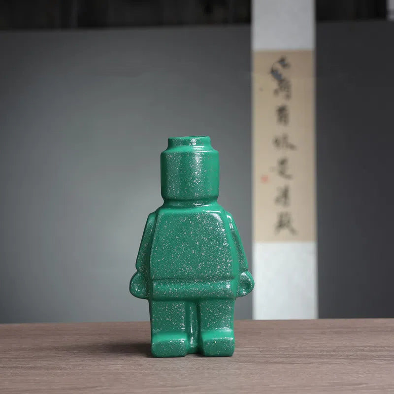 Robot Resin Vase – Creative Home Decor for Living Room & Dried Flower Display