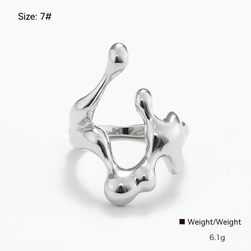Irregular Metal Unique Ring Design for Women