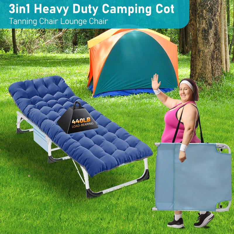 Docred Heavy Duty Tanning Chair with Face Hole, Adjustable 5-Position Recliner Detachable Pillow for Outside, Portable Lay Flat Beach Lounge Chair for Outdoor Sunbathing Beach Pool Lawn Camping