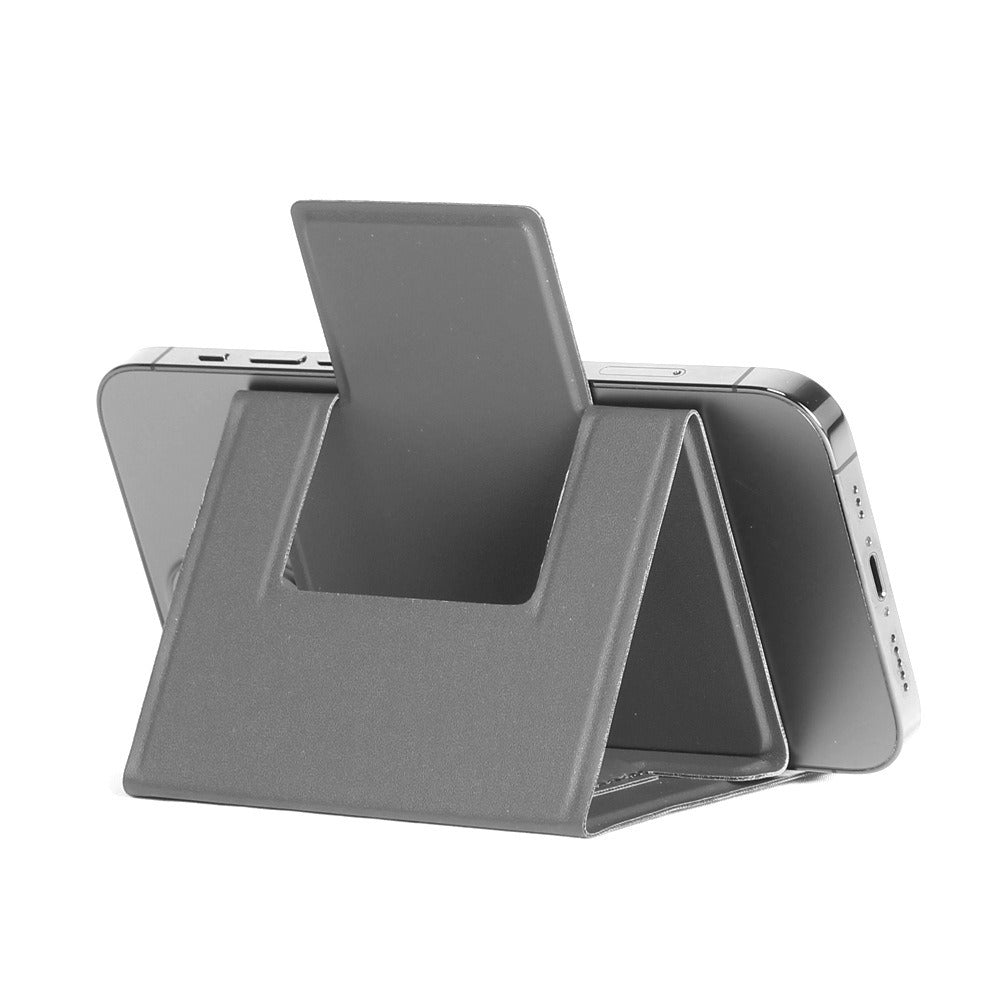 Personalized PU Leather Mobile Phone Stand – Ultra-Thin Folding Desktop Office Holder