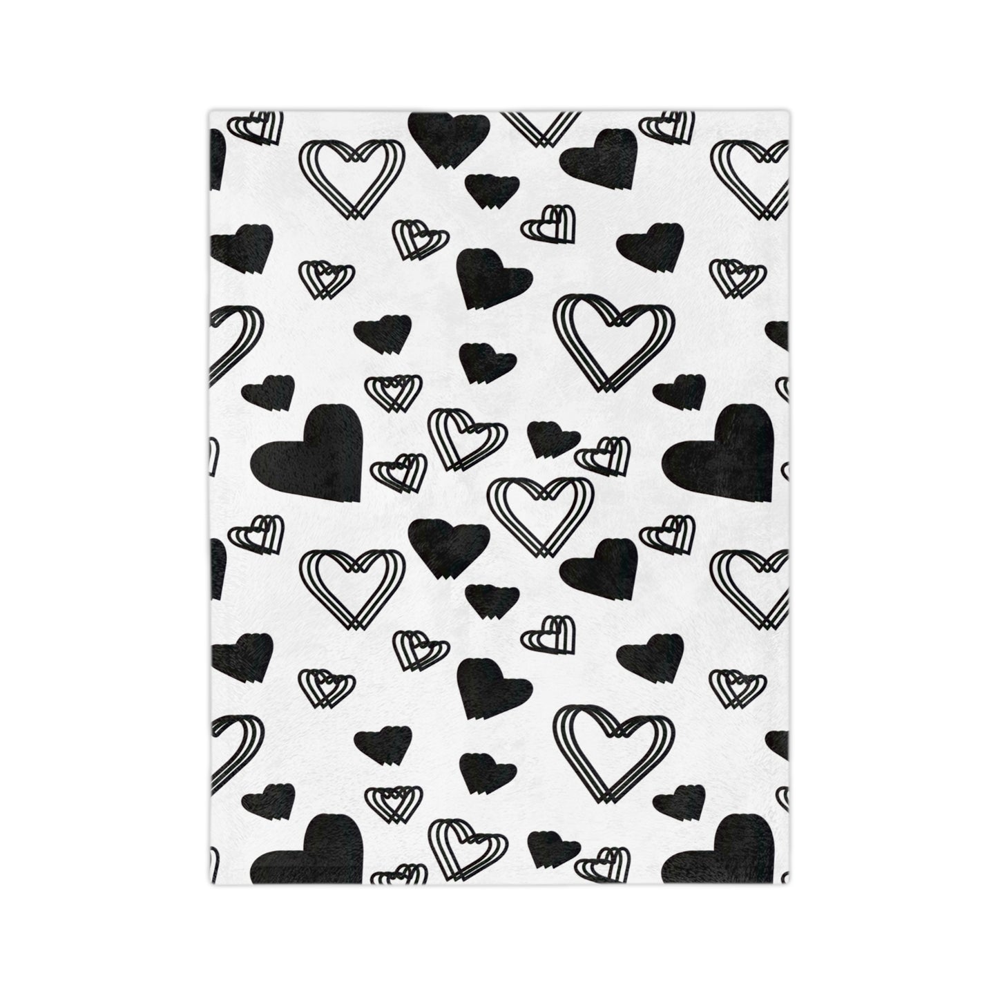 Black Heart Pattern Velveteen Microfiber Blanket