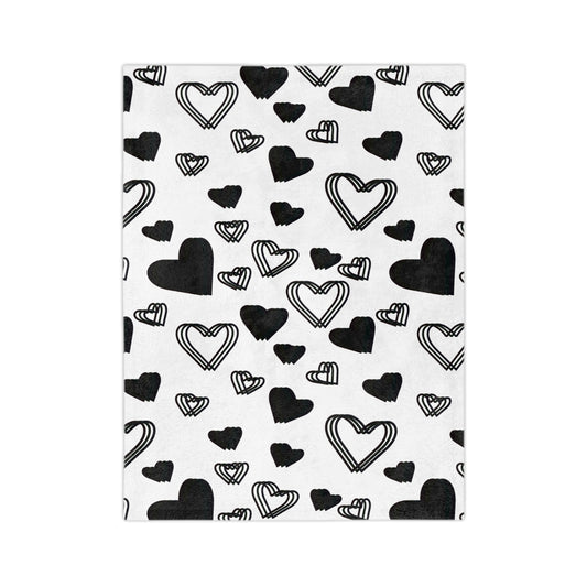 Black Heart Pattern Velveteen Microfiber Blanket
