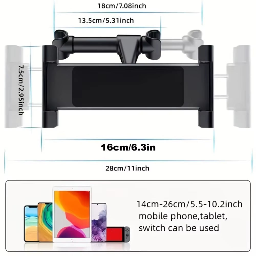Car Headrest Tablet Holder – Adjustable Mount & Stand for iPad, Mini, Air, and 4.7–12.9” Devices