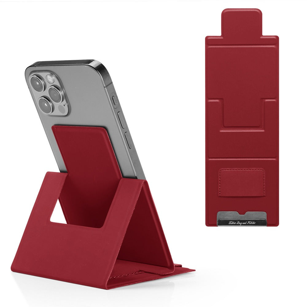 Personalized PU Leather Mobile Phone Stand – Ultra-Thin Folding Desktop Office Holder