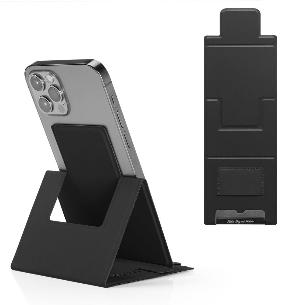 Personalized PU Leather Mobile Phone Stand – Ultra-Thin Folding Desktop Office Holder