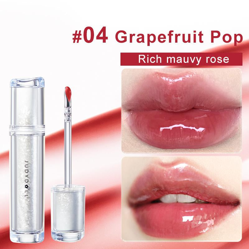 Judydoll Ice Watery Lip Gloss, Mirror Lip Glaze, Glossy Lip Stain, Transfer-Proof, Metal Applicator, Waterproof, Long-Lasting, Moisturizing, Liquid Lipsticks, Plumping, Not Easy to Fade, Makeup, Cosmetic, Holiday Gift, Springtok