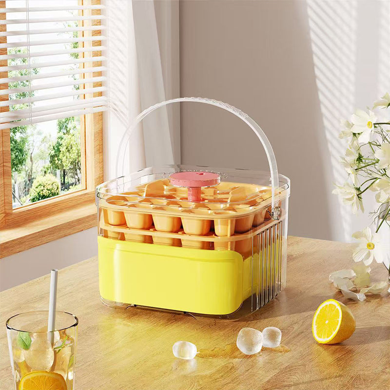 50 pcs Cavity Ice Maker Set – Large Capacity, Food-Grade (Double-Layer) Ice Storage Bucket with Ice Ball Molds for Home Use