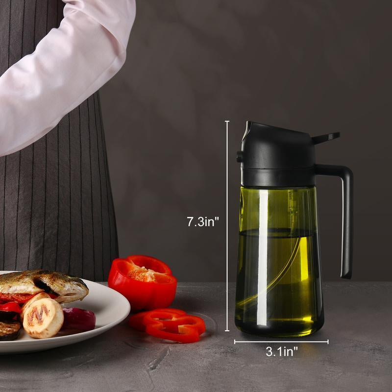 16Oz Light-Blocking Tinted Olive Oil Dispenser for Kitchen - Versatile Sprayer & Pourer for Cooking, Air Fryer, Baking, Salad, and BBQ