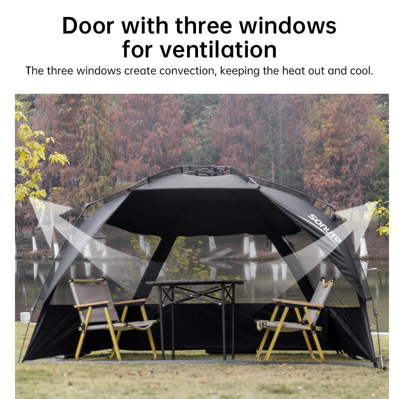 Quick-Set Outdoor Tent for 3-4 People – UV-Resistant Beach, Picnic & Camping Shelter with Sunshade