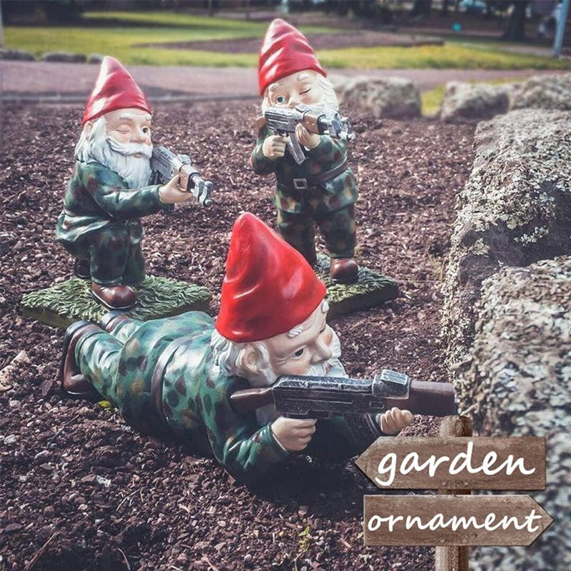 Funny Army Gnome Resin Garden Statue – Outdoor Dwarf Decor, Desk Ornament (3pcs, 2025)