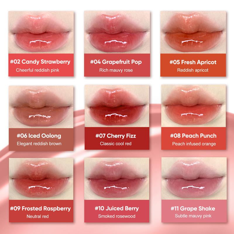 Judydoll Ice Watery Lip Gloss, Mirror Lip Glaze, Glossy Lip Stain, Transfer-Proof, Metal Applicator, Waterproof, Long-Lasting, Moisturizing, Liquid Lipsticks, Plumping, Not Easy to Fade, Makeup, Cosmetic, Holiday Gift, Springtok