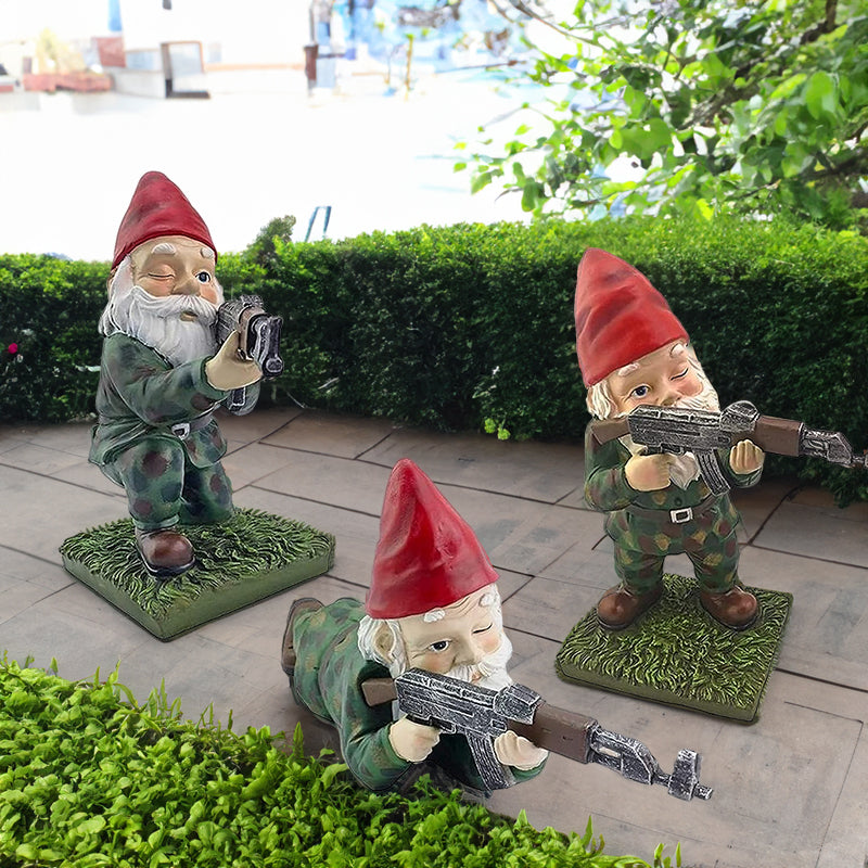 Funny Army Gnome Resin Garden Statue – Outdoor Dwarf Decor, Desk Ornament (3pcs, 2025)