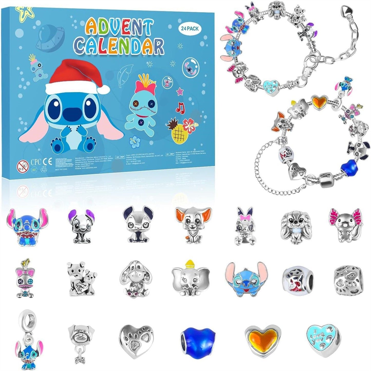 24-Grid Jewelry Gift Box – Stitch-Themed Packaging for Bracelets, Christmas & Halloween Gifts