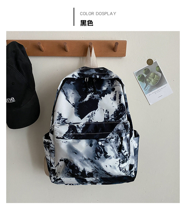 Women’s Trendy Casual School Backpack – Small Travel Bag with Simple Western-Style Oil Painting Design