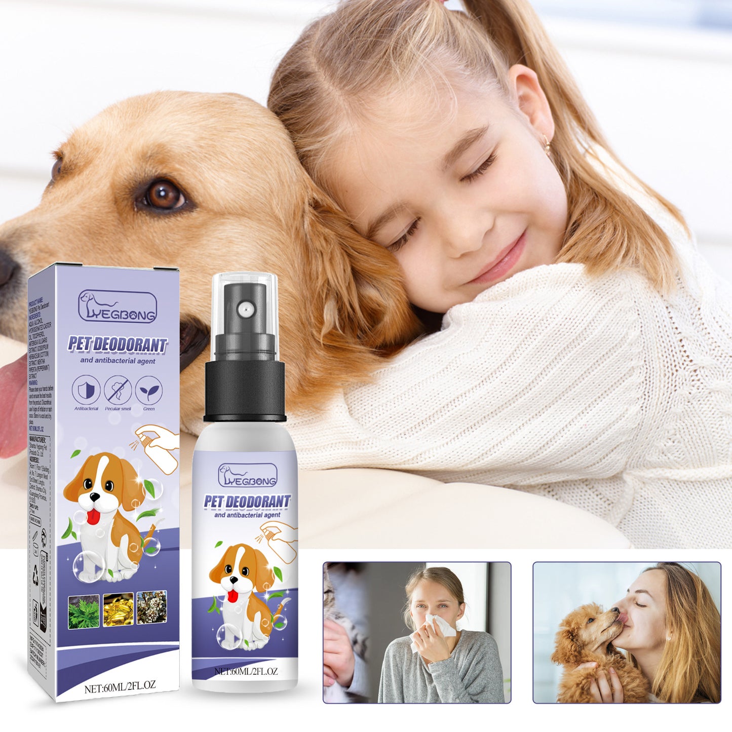 Pet Deodorizer Spray for Cats & Dogs – Eliminates Urine, Feces, and Body Odors, Air Freshener Mist