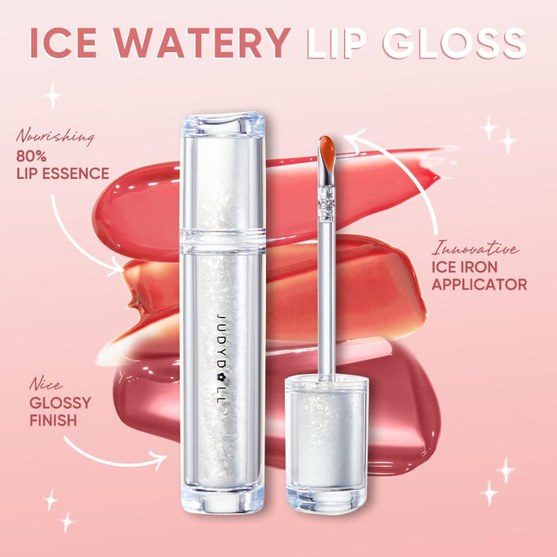 Judydoll Ice Watery Lip Gloss, Mirror Lip Glaze, Glossy Lip Stain, Transfer-Proof, Metal Applicator, Waterproof, Long-Lasting, Moisturizing, Liquid Lipsticks, Plumping, Not Easy to Fade, Makeup, Cosmetic, Holiday Gift, Springtok