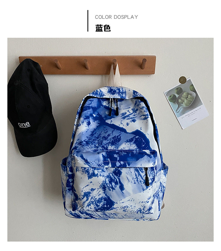 Women’s Trendy Casual School Backpack – Small Travel Bag with Simple Western-Style Oil Painting Design