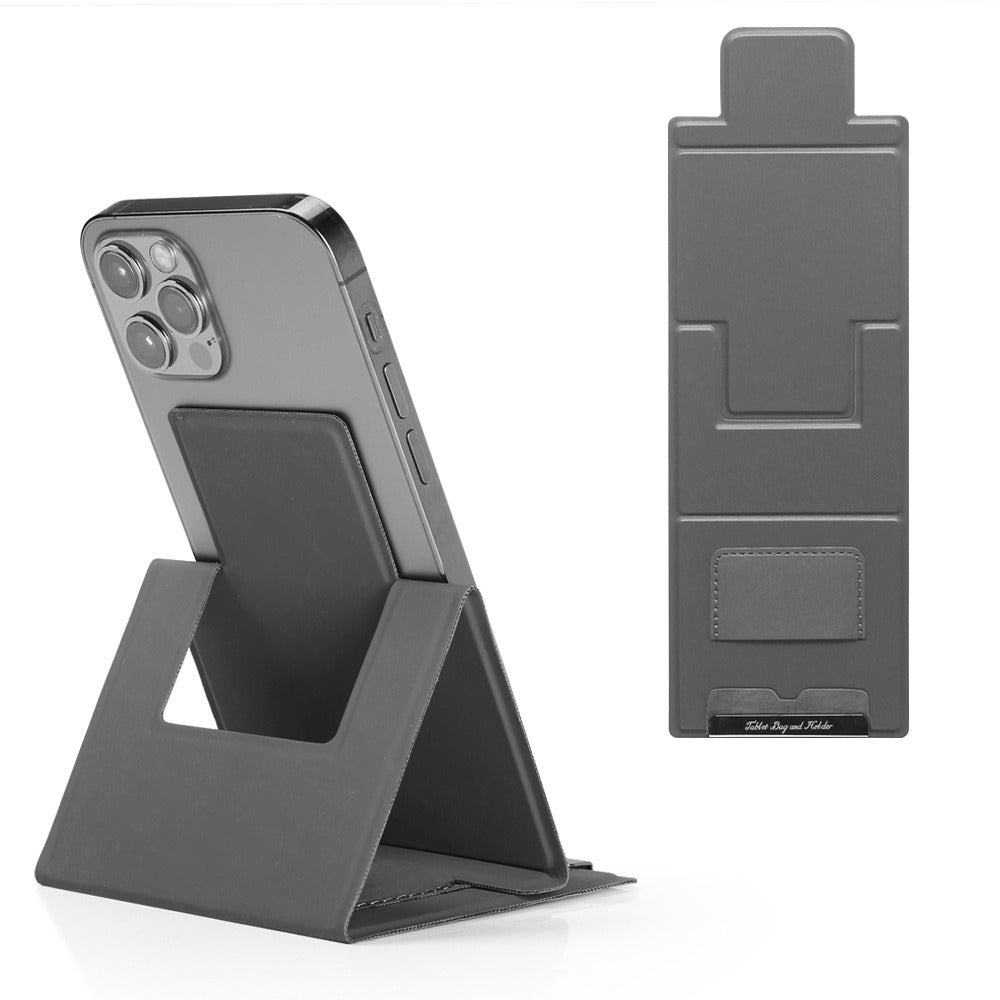 Personalized PU Leather Mobile Phone Stand – Ultra-Thin Folding Desktop Office Holder