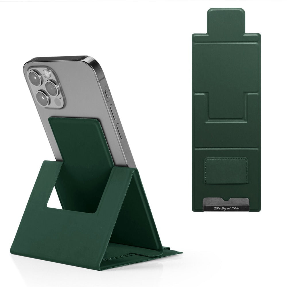 Personalized PU Leather Mobile Phone Stand – Ultra-Thin Folding Desktop Office Holder