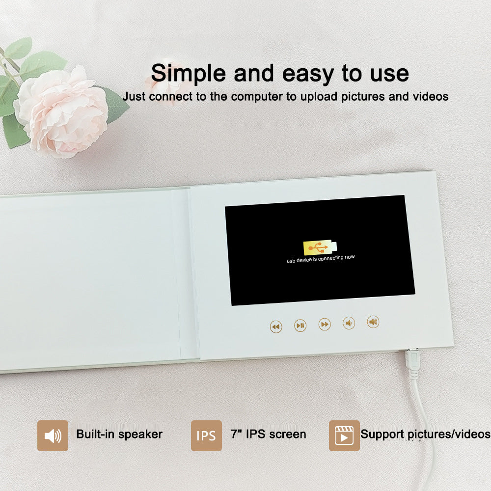 Multi functional commercial wedding video invitation letter linen material video brochure
