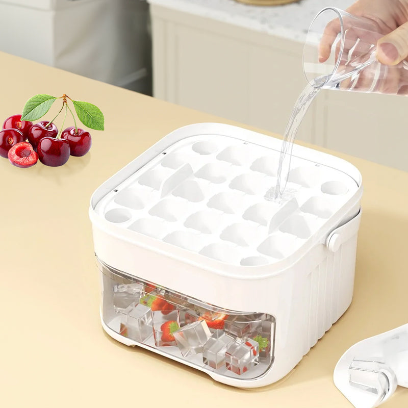 50 pcs Cavity Ice Maker Set – Large Capacity, Food-Grade (Double-Layer) Ice Storage Bucket with Ice Ball Molds for Home Use