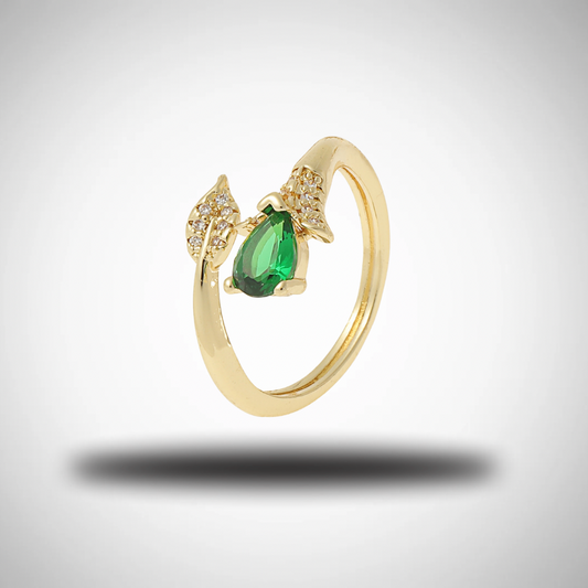 Gold Copper Plated Inlaid Zircon Ring