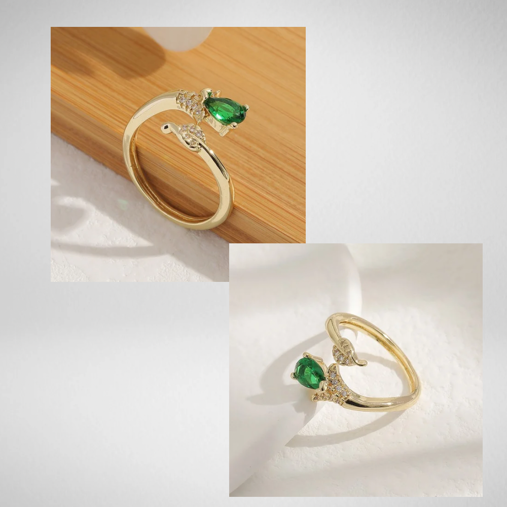 Gold Copper Plated Inlaid Zircon Ring