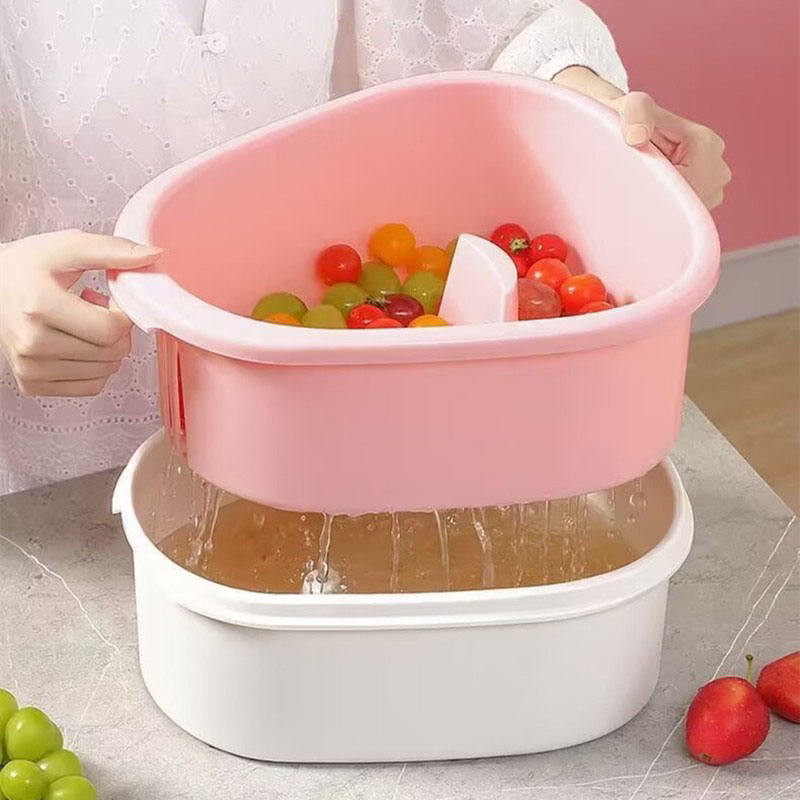 Hands-Free Fruit Washing Basin with Draining Basket – Removes Pesticides & Stains Easily