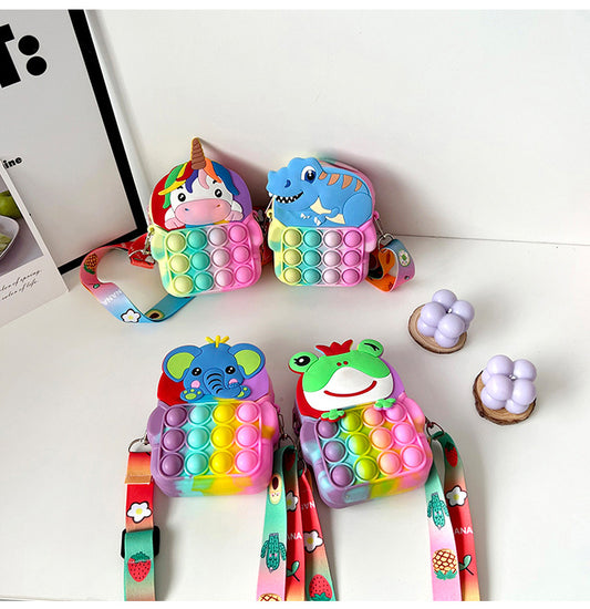 Children’s Silicone Bubble Crossbody Cartoon Animal Small Backpack/bag/Purse