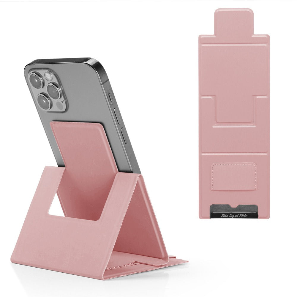 Personalized PU Leather Mobile Phone Stand – Ultra-Thin Folding Desktop Office Holder