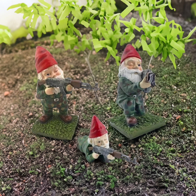 Funny Army Gnome Resin Garden Statue – Outdoor Dwarf Decor, Desk Ornament (3pcs, 2025)