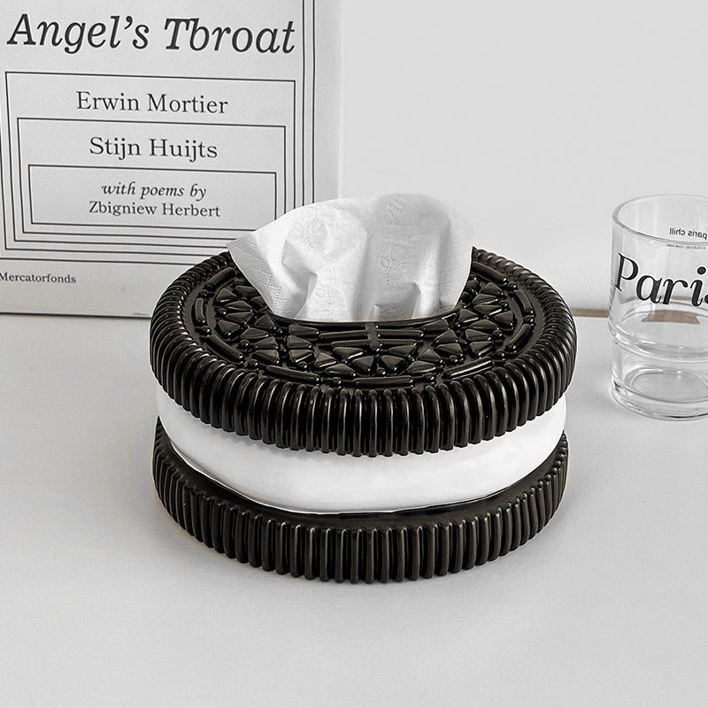 Minimalist Oreo-Inspired Tissue Box – Decorative Desktop Accessory for Living Room & Bedroom