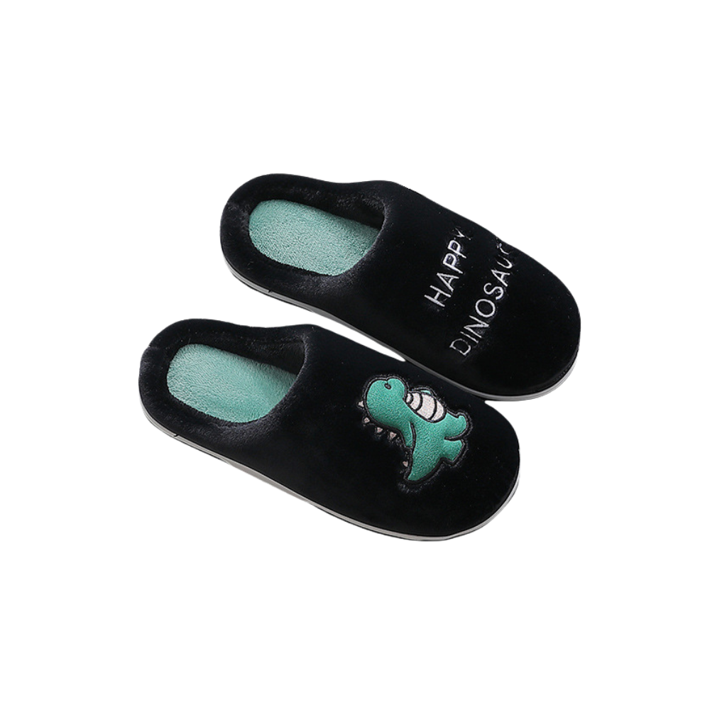 Happy Dinosaur Plush Cotton Slippers