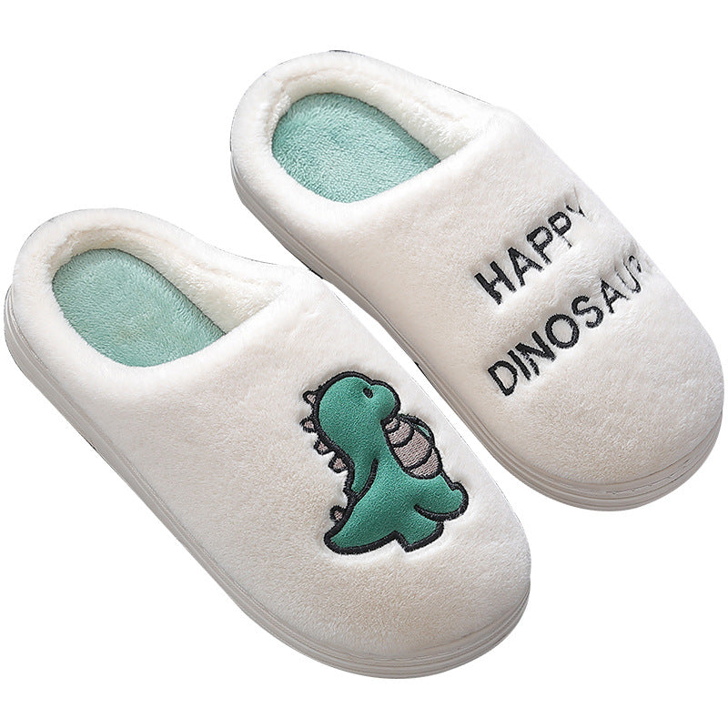 Happy Dinosaur Plush Cotton Slippers