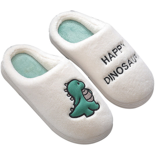 Happy Dinosaur Plush Cotton Slippers